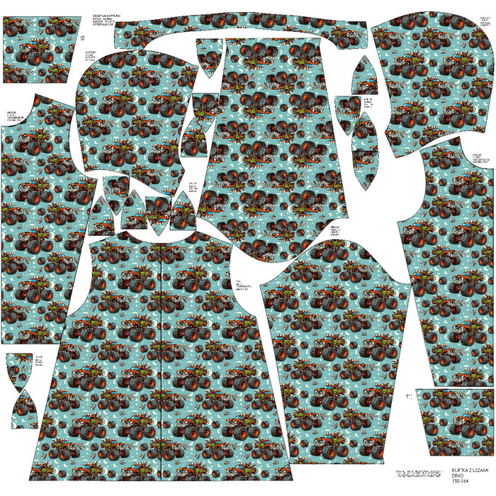 KIDS JACKET DINO (ZOE) - MONSTER TRUCK - sewing set (122/128)