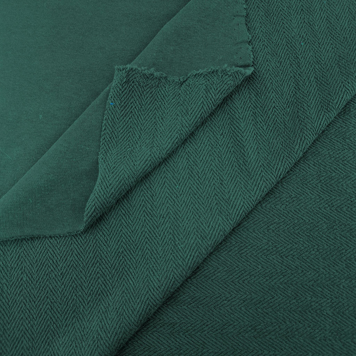 Reversible herringbone French terry - BOTTLE GREEN/ MR 59 - (P290j)