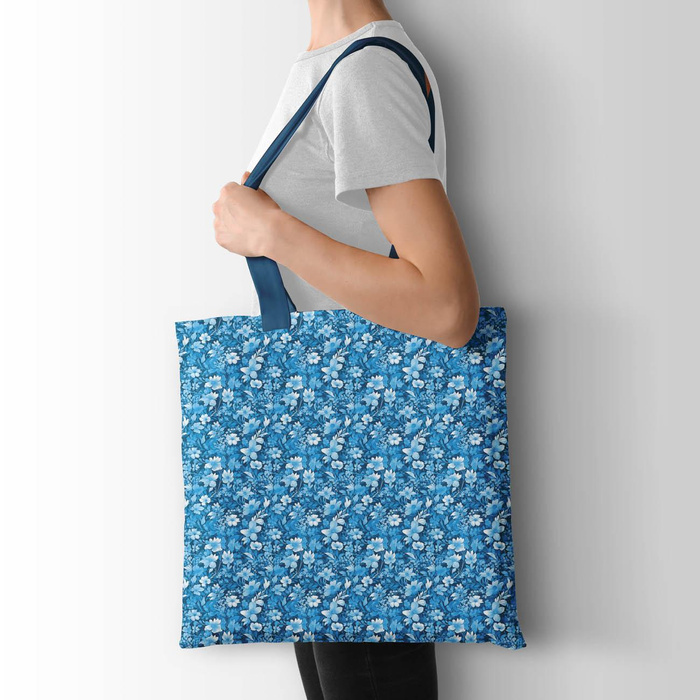TRANQUIL BLUE / FLOWERS - Viscose jersey