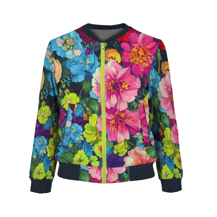 DAMEN BOMBERJACKE (KAMA) - BUNTE BLUMEN M. 2 - Nähset M