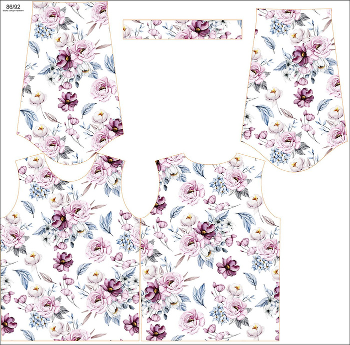 LONGSLEEVE - WATERCOLOR BOUQUET Pat. 2 - single jersey (134/140)