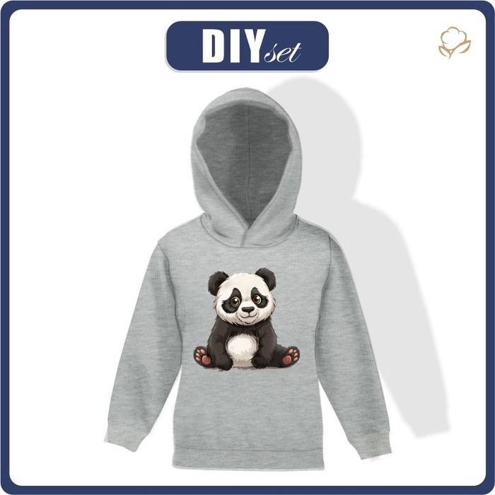 KID'S HOODIE (ALEX) - PANDA - looped knit fabric (134/140)
