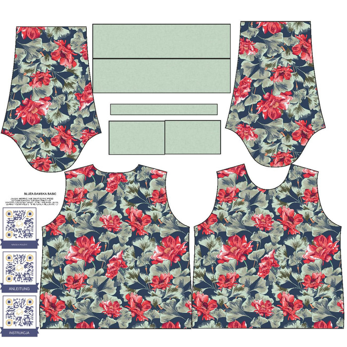 WOMEN'S SWEATSHIRT (HANA) BASIC - RED POPPIES (RED GARDEN) - sewing set