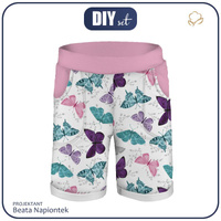 KID`S SHORTS (RIO) - BUTTERFLIES PAT. 5 - looped knit fabric (122/128)
