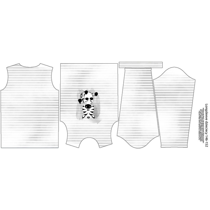 LONGSLEEVE - ZEBRA / STREIFEN (grau) - Single Jersey (98/104)