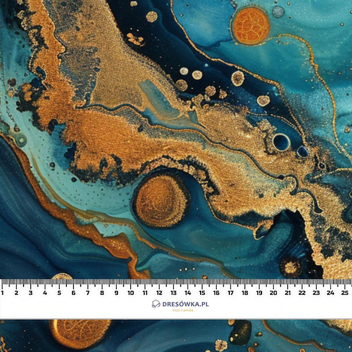 alcohol ink wz.16 TEAL - leichte Maschenware angeraut