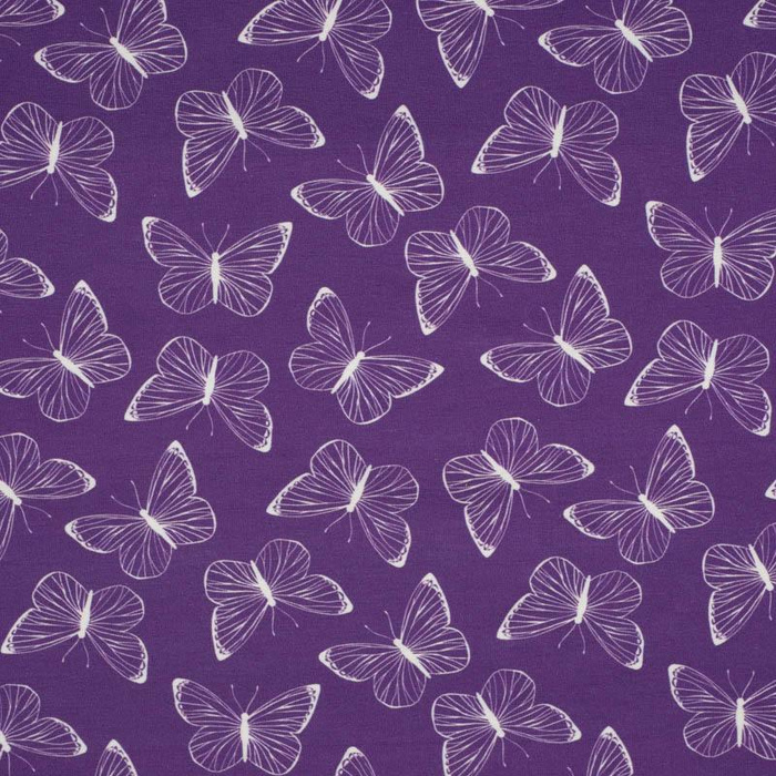 BUTTERFLIES / contour (PURPLE BUTTERFLIES) - Viscose jersey