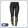 SPORTLEGGINGS - BLUMEN (Motiv 8) / schwarz - L