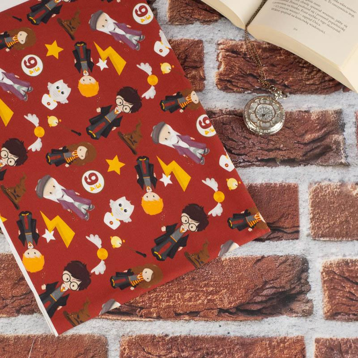 MAGICAL FRIENDS pat. 3 (MAGIC SCHOOL) / bordová - looped knit fabric