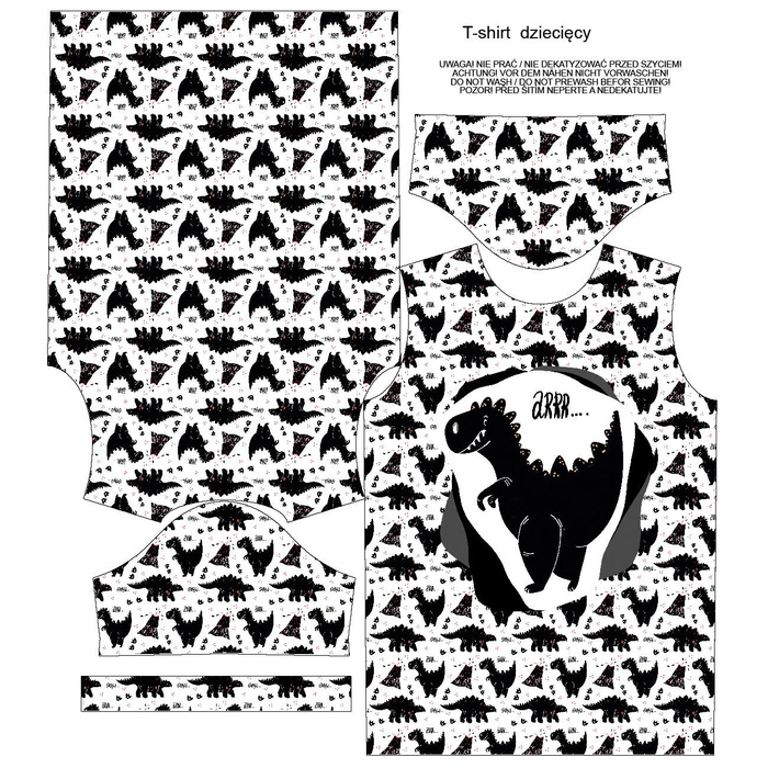 T-SHIRT DZIECIĘCY - CZARNY DINO / ARR - single jersey ITY (92/98)