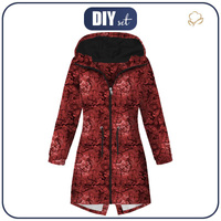 WOMEN'S PARKA (ANNA) - LACE BUTTERFLIES / red - softshell XL