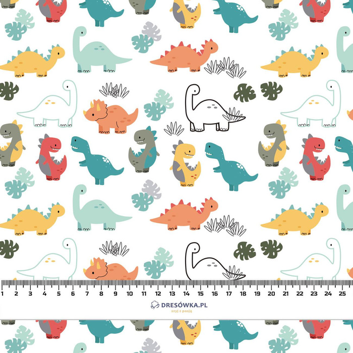 COLORFUL DINOSAURS pat. 1 - Cotton woven fabric