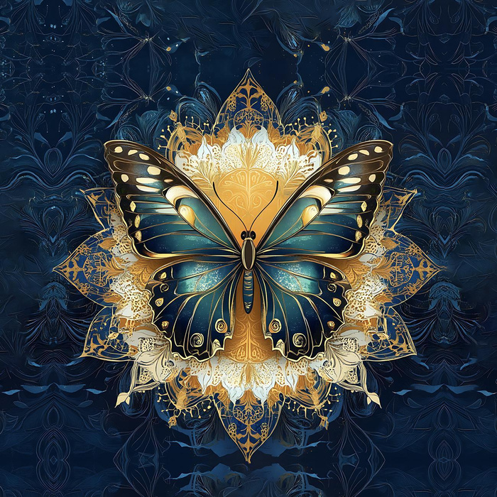 ANIMALS MANDALA wz.13 (butterfly) - panel (75cm x 80cm)  brushed knitwear with elastane ITY