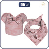 KID'S CAP AND SCARF (MOUSE) - BUTTERFLIES (GLITTER BUTTERFLIES) / CAMOUFLAGE pat. 2 (rose quartz) 48-50