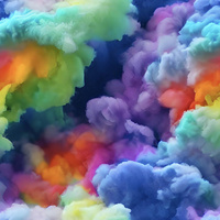 RAINBOW CLOUDS - Cotton woven fabric