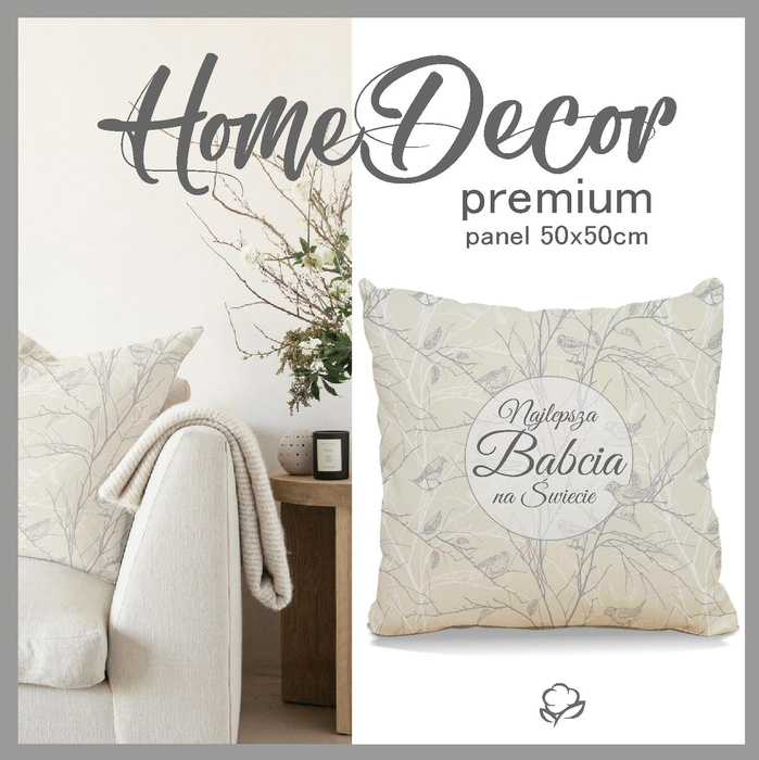 CUSHION PANEL - Najlepsza Babcia na Świecie/ birds - HOME DECOR PREMIUM 