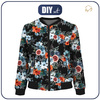DAMEN BOMBERJACKE (KAMA) - AQUARELL BLUMEN Ms. 2 / schwarz - Nähset L