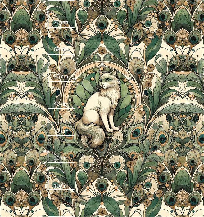 ART NOUVEAU CATS & FLOWERS M. 1 - Paneel (75cm x 80cm)  Baumwoll Webware