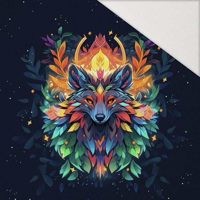 ANIMALS MANDALA wz.4 (WOLF) - panel (75cm x 80cm) Hydrophobic brushed knit