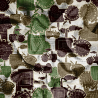 TRACTORS / green - Cotton muslin