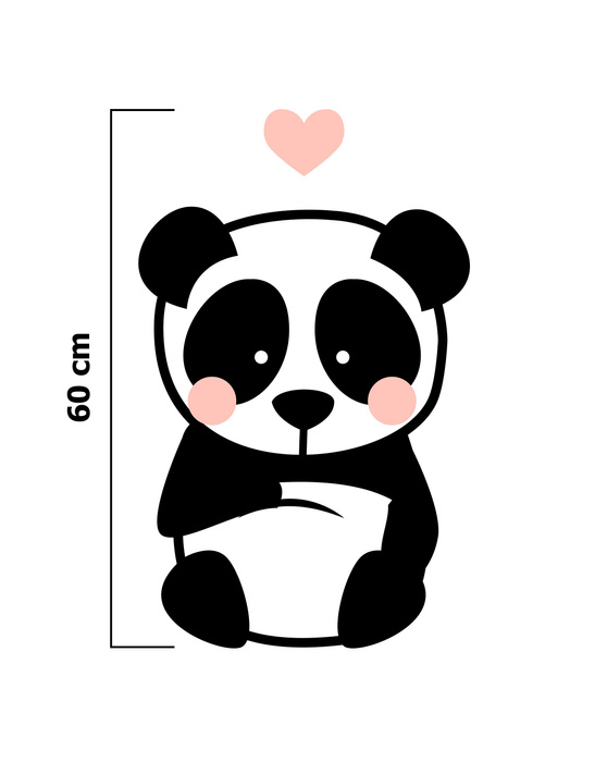 PANDA / PALE PINK size "L" 75x110 cm - white (front) - SINGLE JERSEY PANEL