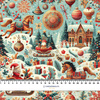 Vintage Christmas wz.20 - tkanina bawełniana