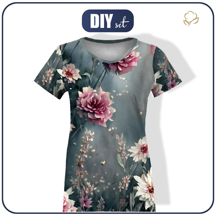 T-SHIRT DAMSKI - VINTAGE FLOWERS wz. 6 - zestaw do uszycia XXXL