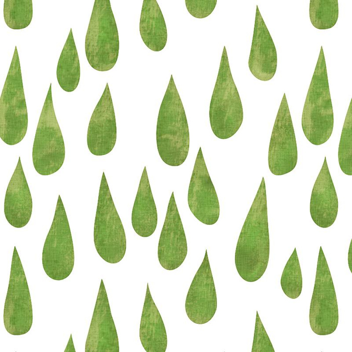 BIG DROPS (green) / white - Cotton woven fabric