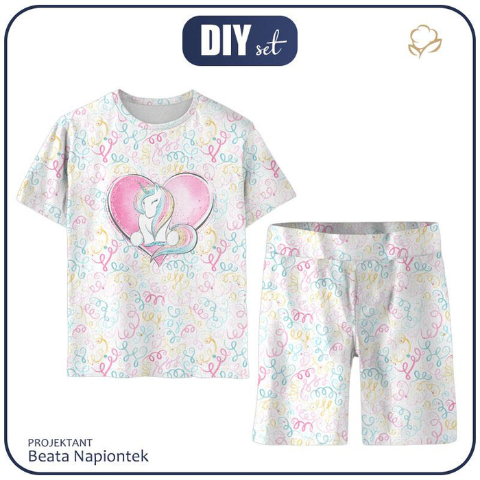 CHILDREN'S PAJAMAS "ADA" - UNICORN / streamers (WONDERLAND) - Bamboo Single Jersey with elastan (122/128)