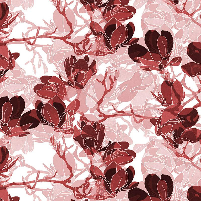 MAGNOLIAS pat. 2 (red) - looped knit fabric