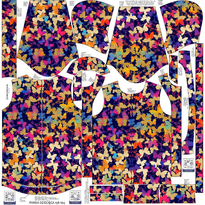 KIDS PARKA (ARIEL) - BUTTERFLIES / colorful - softshell (146/152)