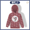 KINDER HOODIE (ALEX) - KATZEN / love you (KATZENWELT) / ACID WASH DUNKELROT - Sommersweat (110/116)