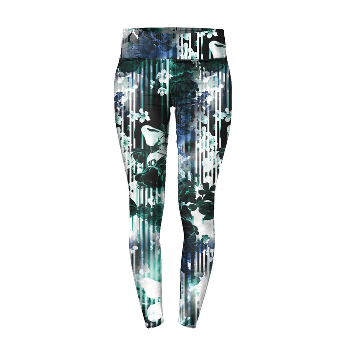 WOMEN'S THERMO LEGGINGS (GRETA) - FLORAL STRIPES - sewing set XS