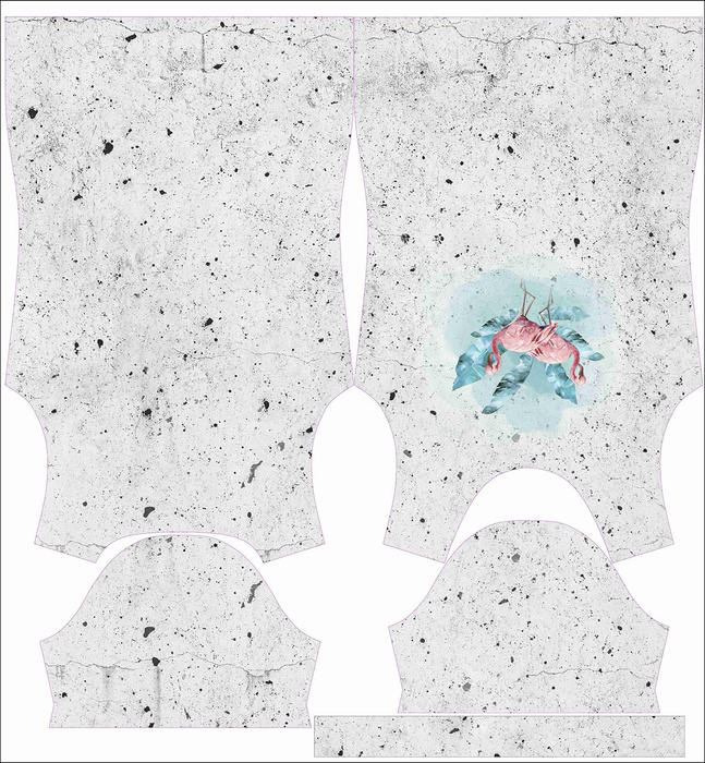 WOMEN’S T-SHIRT - FLAMINGOS pat. 2 / concrete - single jersey XXXL