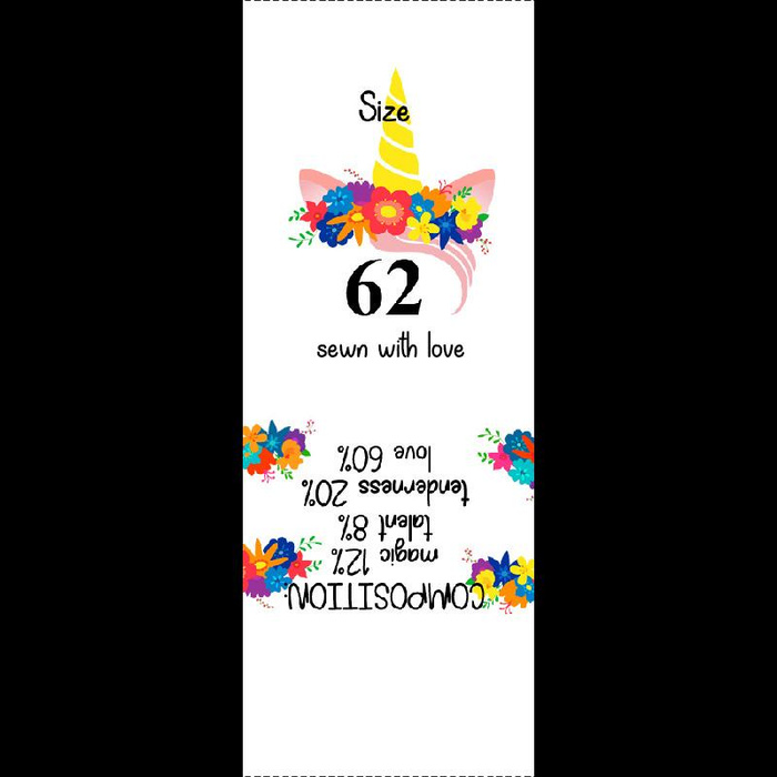 Mädchen Textillabel "EINHORN / Kranz" EN - 9 Stck Set / Größe nach Wahl