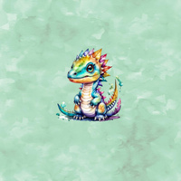 CUTE DINO PAT. 2 -  PANEL (60cm x 50cm) brushed knitwear with elastane ITY