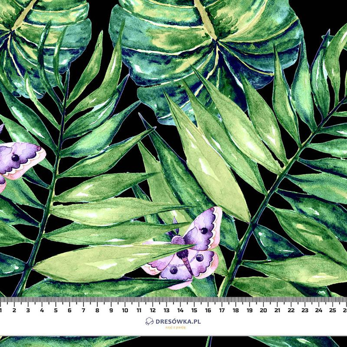 LEAVES AND INSECTS PAT. 4 (TROPICAL NATURE) / black - swimsuit lycra