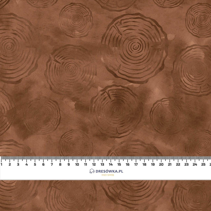 TREE RINGS / brown (SNOW LEOPARDS) - Cotton woven fabric