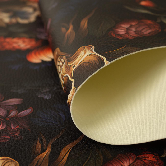 FLOWERS AND SKULL (46 cm x 50 cm) - thick pressed leatherette