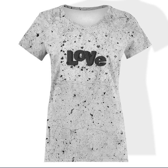 DAMEN T-SHIRT - LOVE / beton - Single Jersey XXXL