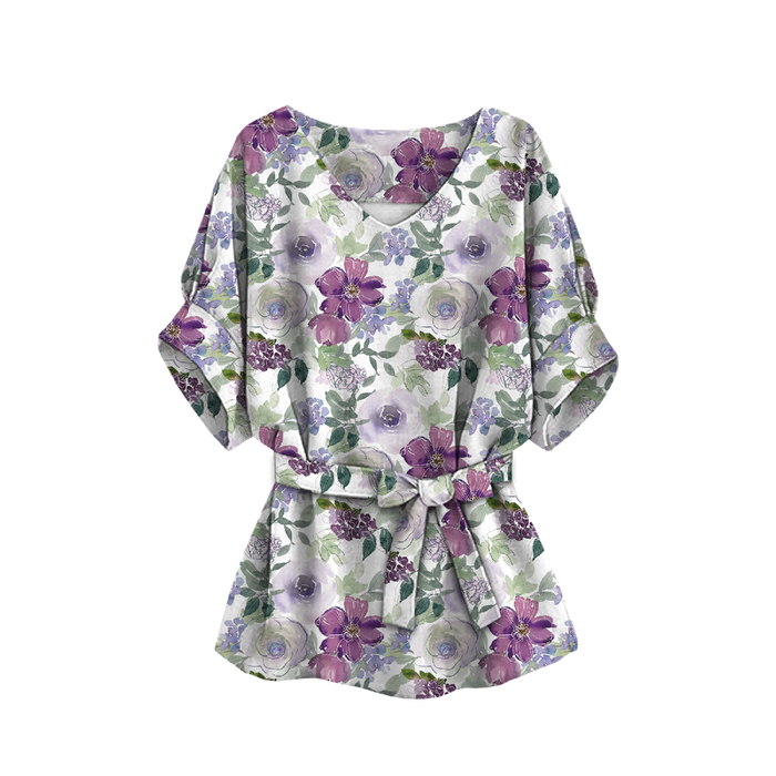 KIMONO BLOUSE - WATER-COLOR FLOWERS pat. 3 - sewing set S-M