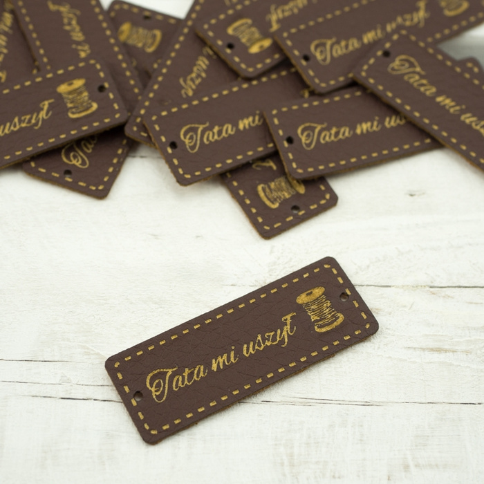 Tata mi uszył label - bobbin 1,5x4 cm - brown