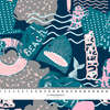 GRAFFITI SHARKS / navy - looped knit fabric with elastane ITY