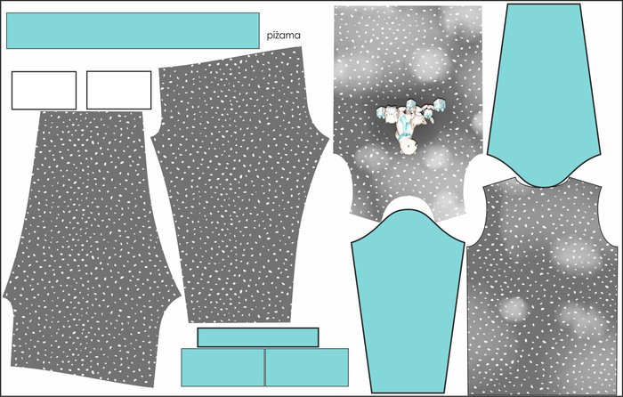 CHILDREN'S PAJAMAS " MIKI" - MAGICAL FRIENDS / WHITE TRACES / dark grey (MAGICAL CHRISTMAS FOREST) - sewing setc