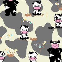 COWS ON BEIGE - Cotton woven fabric