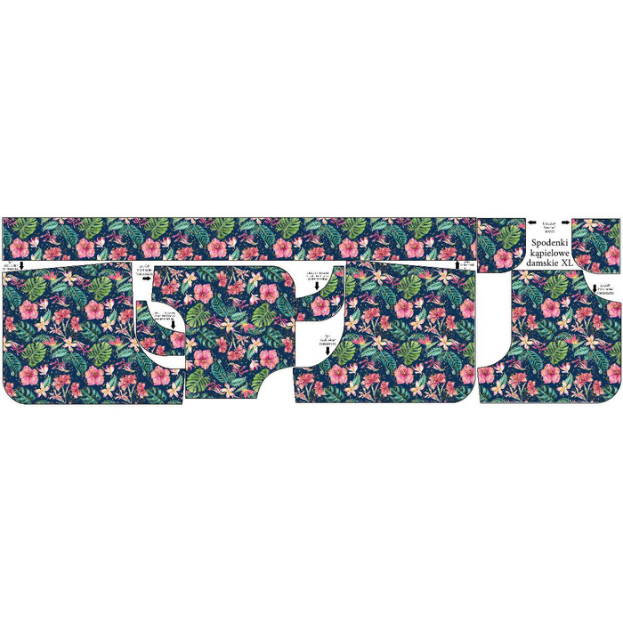 Dámské koupací šortky - TROPICKÁ DŽUNGLE / granátový M