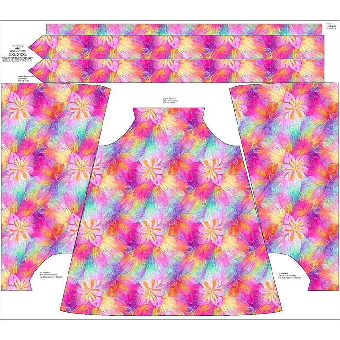 KLEID "DALIA" MINI - REGENBOGENBLUMEN - Nähset S-M