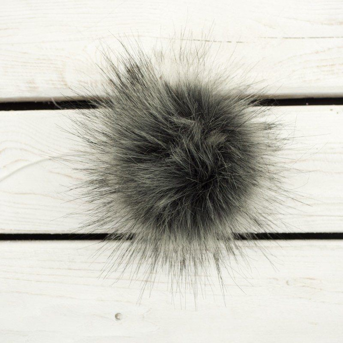Eco fur pompom 12 cm - melange grey
