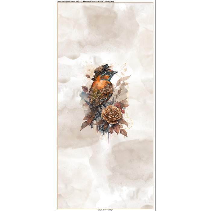 PILLOW 45X45 - STEAMPUNK BIRD - Upholstery velour - sewing set