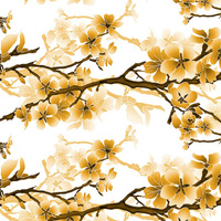 CHERRY BLOSSOM pat. 1 (gold) - Viscose jersey